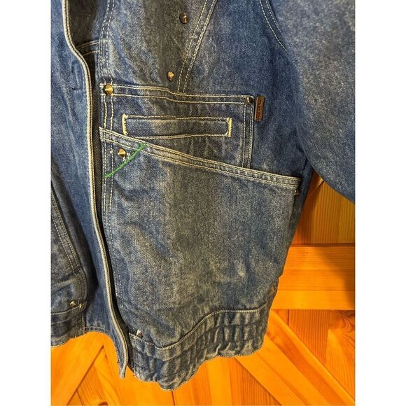 VTG 80s Jag Jean Studded Dolman Sleeve Bomber Denim Jean Jacket Grunge Sz Small - Picture 4 of 11
